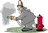 #17642 Firefighter Fire Man by a Hydrant, Using a Hose Clipart by DJArt
