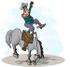 #17654 Cowboy Man Being Bucked off of a Bronco Horse in a Rodeo Clipart by DJArt