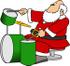 #17662 Santa Claus Drumming a Green Set of Drums Clipart by DJArt