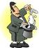 #17705 Magician Man Performing the Pulling a Rabbit Out of a Hat Trick Clipart by DJArt