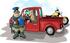 #17709 Motorcycle Cop Man Giving a Pickup Truck Driver a Traffic Ticket Clipart by DJArt