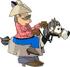 #18519 Cowboy Man Riding a Stick Horse Disguised as a Real Horse Clipart by DJArt