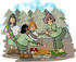 #18525 Girl Scout Troop Roasting Marshmallows on a Campfire in the Woods Clipart by DJArt