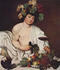 #18788 Photo of a Young Man Wearing Grapes and Leaves on His Head, Holding a Glass of Red Wine, Seated by Fruit by JVPD