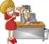 #18884 Annoyed Manager Man Interviewing a Dumb Blond Who is Counting Her Fingers Clipart by DJArt
