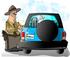 #18886 Highway Patrol Police Officer Writing a Citation or Ticket to a Driver in a Blue SUV Clipart by DJArt