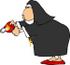 #18917 Terrorist Woman Disguised as a Nun, Igniting a Bomb Clipart by DJArt