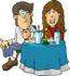 #18925 Young Caucasian Couple Sitting at a Table in a Restaurant on Their First Date Clipart by DJArt