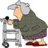 #18932 Old Woman Using a Walker Equipped With a Horn Clipart by DJArt