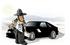 #18938 Police Man Reaching For His Gun While Standing by a Car Clipart by DJArt