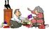 #18947 Shoe Salesman Helping a Senior Woman Try on Shoes in a Shoe Store Clipart by DJArt