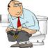 #18950 Man Sitting on a Toilet, Taking a Dump in a Bathroom Clipart by DJArt