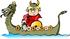 #18957 Viking Boy With a Sword Riding in a Dragon Boat Clipart by DJArt