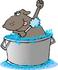 #19377 Dog in a Tub, SCrubbing His Arm Pits With a Loofah Sponge While Taking a Bubble Bath Clipart by DJArt