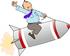 #19387 Business Man Riding a Rocket and Waving While on the Fast Track to Success Clipart by DJArt
