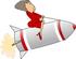 #19390 Business Woman Riding a Rocket While on the Fast Track to Success Clipart by DJArt