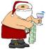 #19750 Shirtless Santa Claus Carrying a Towel and Drink on Vacation Clipart by DJArt