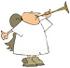 #19892 Male Angel Blowing on a Horn Clipart by DJArt