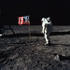 #19952 Stock Picture of Astronaut Buzz Aldrin by an American Flag on the Moon by JVPD