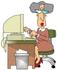 #21402 Old Female Secretary Typing at a Computer Desk While Working Clipart by DJArt