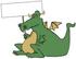 #21581 Chubby Green Dragon Holding a Blank Sign Clipart by DJArt