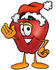 #22295 Clip art Graphic of a Red Apple Cartoon Character Wearing a Santa Hat and Waving by toons4biz