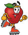 #22297 Clip art Graphic of a Red Apple Cartoon Character Roller Blading on Inline Skates by toons4biz