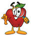 #22327 Clip art Graphic of a Red Apple Cartoon Character Looking Through a Magnifying Glass by toons4biz