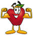 #22331 Clip art Graphic of a Red Apple Cartoon Character Flexing His Arm Muscles by toons4biz