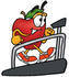 #22339 Clip art Graphic of a Red Apple Cartoon Character Walking on a Treadmill in a Fitness Gym by toons4biz