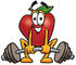 #22348 Clip art Graphic of a Red Apple Cartoon Character Lifting a Heavy Barbell by toons4biz