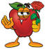#22350 Clip art Graphic of a Red Apple Cartoon Character Holding a Red Rose on Valentines Day by toons4biz