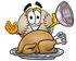 #22376 Clip art Graphic of a Baseball Cartoon Character Serving a Thanksgiving Turkey on a Platter by toons4biz