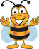 #22398 Clip art Graphic of a Honey Bee Cartoon Character With Welcoming Open Arms by toons4biz