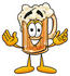 #22400 Clip art Graphic of a Frothy Mug of Beer or Soda Cartoon Character With Welcoming Open Arms by toons4biz