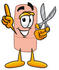 #22416 Clip art Graphic of a Bandaid Bandage Cartoon Character Holding a Pair of Scissors by toons4biz