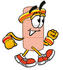 #22422 Clip art Graphic of a Bandaid Bandage Cartoon Character Speed Walking or Jogging by toons4biz