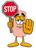 #22450 Clip art Graphic of a Bandaid Bandage Cartoon Character Holding a Stop Sign by toons4biz