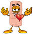 #22454 Clip art Graphic of a Bandaid Bandage Cartoon Character With His Heart Beating Out of His Chest by toons4biz