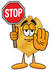 #22489 Clip art Graphic of a Gold Law Enforcement Police Badge Cartoon Character Holding a Stop Sign by toons4biz
