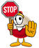 #22749 Clip art Graphic of a Fishing Bobber Cartoon Character Holding a Stop Sign by toons4biz