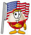 #22752 Clip art Graphic of a Fishing Bobber Cartoon Character Pledging Allegiance to an American Flag by toons4biz