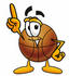 #22760 Clip art Graphic of a Basketball Cartoon Character Pointing Upwards by toons4biz