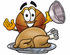 #22837 Clip art Graphic of a Basketball Cartoon Character Serving a Thanksgiving Turkey on a Platter by toons4biz