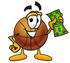 #22844 Clip art Graphic of a Basketball Cartoon Character Holding a Dollar Bill by toons4biz