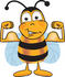 #22878 Clip art Graphic of a Honey Bee Cartoon Character Flexing His Arm Muscles by toons4biz