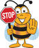 #22903 Clip art Graphic of a Honey Bee Cartoon Character Holding a Stop Sign by toons4biz