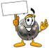 #22915 Clip Art Graphic of a Bowling Ball Cartoon Character Holding a Blank Sign by toons4biz