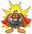 #22917 Clip Art Graphic of a Bowling Ball Cartoon Character Dressed as a Super Hero by toons4biz