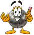 #22924 Clip Art Graphic of a Bowling Ball Cartoon Character Holding a Pencil by toons4biz